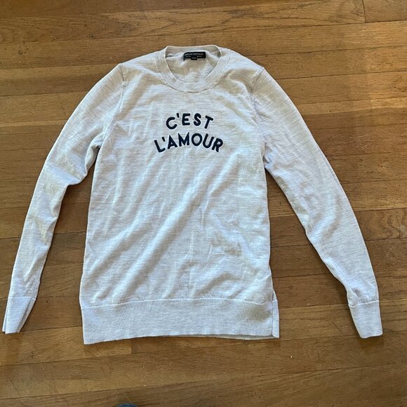 Light Grey Spring Sweater Merino Wool C'est Amour (It's Love) Newish - Picture 1 of 4